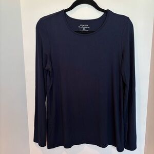 Classic Normcore Layering Blue Long Sleeve Tee